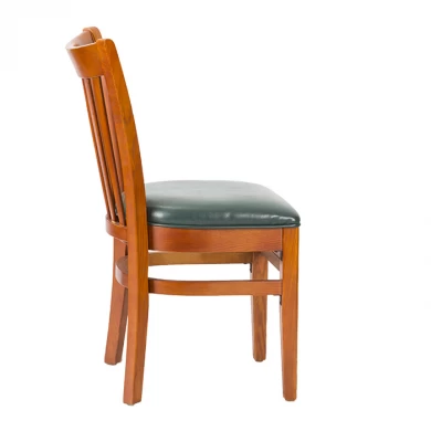 Elongated Vertical Slat Back Wood Chair with PVC seat Manufacturer