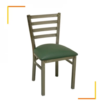 Manufacturer Wholesale Metal Black Ladder Back Restaurant Metal Chair with Upholstered Seat