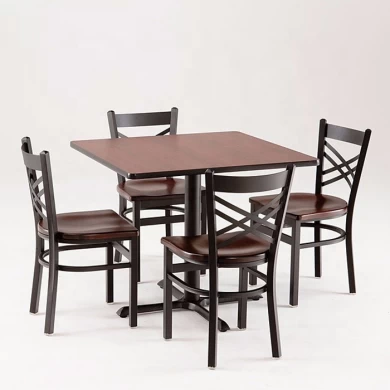 Table Set with X-Base and 4 Ladder Back Metal Chairs Manufacturer