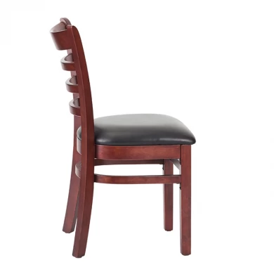 escalera de madera con respaldo de asiento de PVC silla de restaurante Fabricante