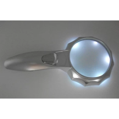 600554 Handhold Magnifier with 6pcs led light, LED Magnifier with silver color
