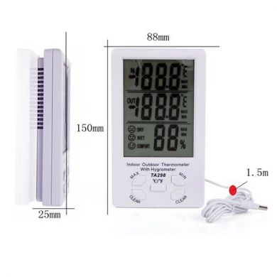 TA298, LCD Digital Indoor Outdoor thermo hygrometer , Humidity and temperature meter