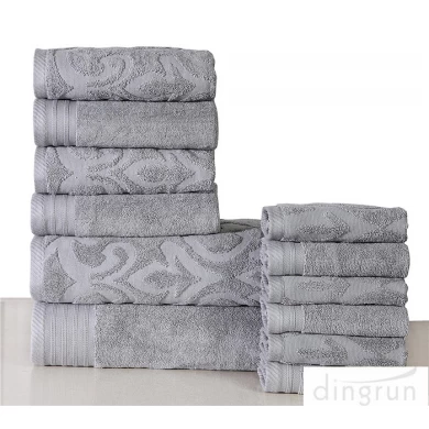 Cotton Solid Jacquard Bath Towel Set