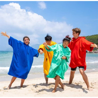 Custom Logo Design Thick Absorbent Beach Poncho Changing Robe Towel with Hood Flannel Microfiber Low MOQ Factory Cheap Price