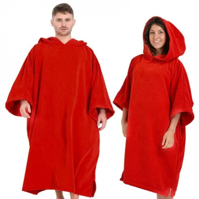 Custom Logo Design Thick Absorbent Beach Poncho Changing Robe Towel with Hood Flannel Microfiber