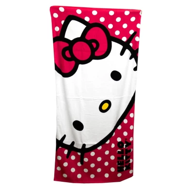 Custom Promotional Velour Reactive Printed Hello Kitty Beach Towel