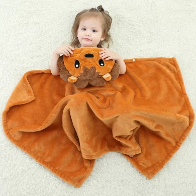 Fashion Design Flannel Kids Cartoon Animal Embroidered Baby Blanket Animal Hooded Towel