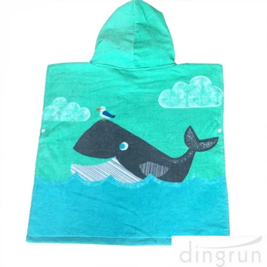 Kids Hooded Poncho Towels Cute Dolphin Beach Pool Bath Towel for Girls & Boys