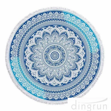 Large Round Beach Blanket with Tassels Yoga Mat Towel