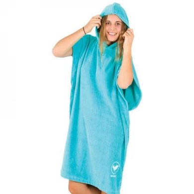OEM welcomed 100% Cotton Beach Change Robe Wetsuit Changing Poncho Towel with Hood Hooded Robe Custom Surf Poncho