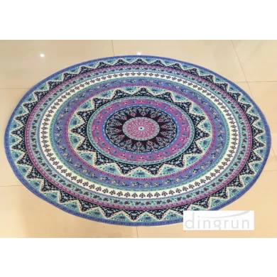 Superior Quality,Soft Velour Reactive Printed Round Beach Towels With tassel