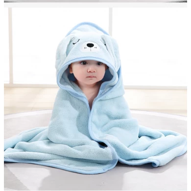 Soft Flannel Kids Cute Animal Bear Hooded Towel Baby Bath Towel Newborn Blanket