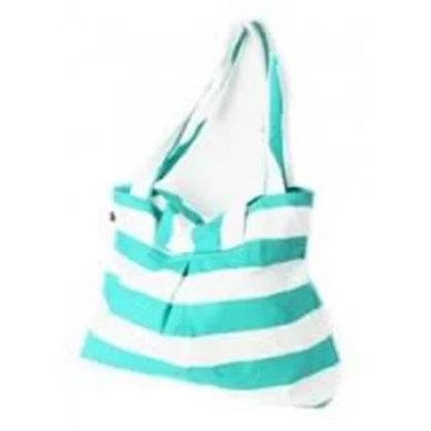 blue and white stripe beach towel bag