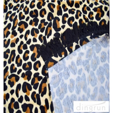 cotton woven leopard beach towel with tassels