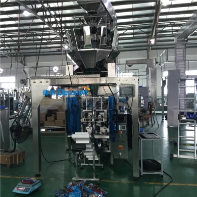 Automatic frozen dumpling packing machine with multi head weighing