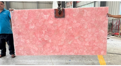 Natural Pink Crystal Rose Quartz Slab