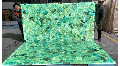 Backlit Green Fluorite Slab