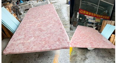 Oversize Natural Rose Quartz Stone Dining Table Top