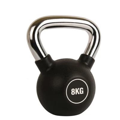 Kettlebell colorido revestido de PU com pesos livres personalizados com cabo cromado