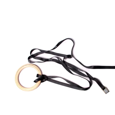 Chinese factory gym fitness equipment birch wooden rings pair with adjustable straps