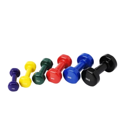 Color vinyl coated dumbbell gym fitness dumbbell hex vinyl dumbbell China manufacturer