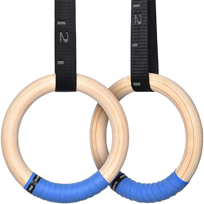 Wooden Olympic Rings 1500/1000lbs with Adjustable Cam Buckle for Home Gym Full Body Workout