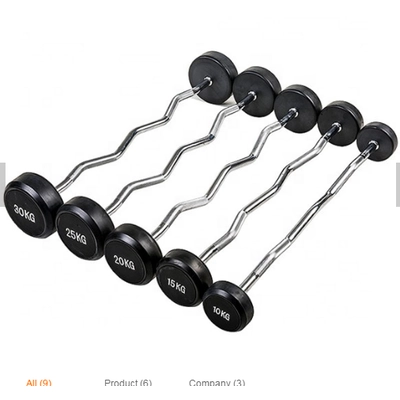 Gym Fitness weight lifting Curl Fixed PU Urethane coated barbell
