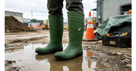Anti-slip Waterproof PVC Safety Rain Boots with steel toe steel mid-sole