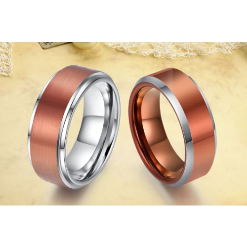 Anello Uomo In Tungsteno 8mm Con Motivo Greca E Bordi Scanalati, Fede Nuziale Piatta