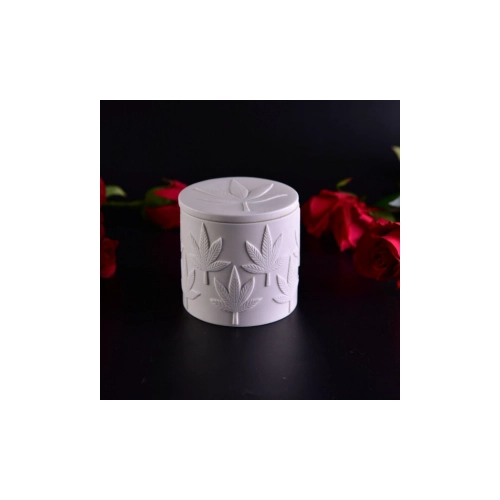 Custom Embossed Logo White Ceramic Candle Jar With Lid - China candle ...