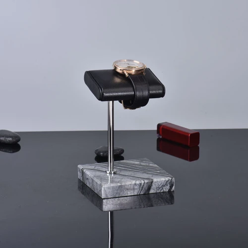 watch display stand pu leather cushion display watch holder marble bottom base watch stand