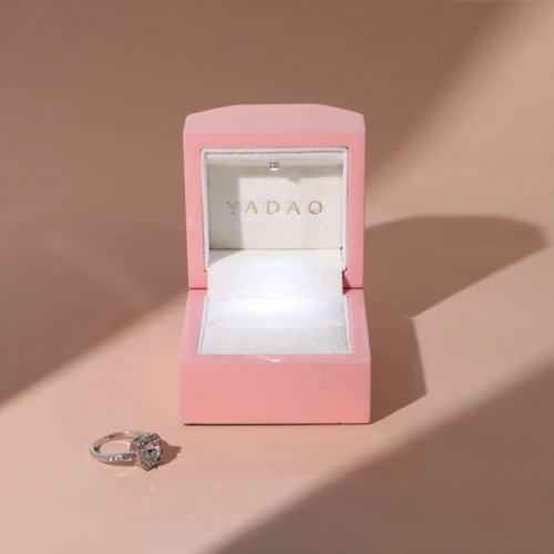 glossy lacquer painting wooden box jewelry packaging ring box led light box
