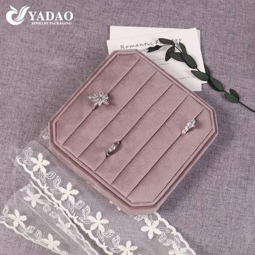 octagonal shape soft slot jewelry tray velvet tray display ring earrings