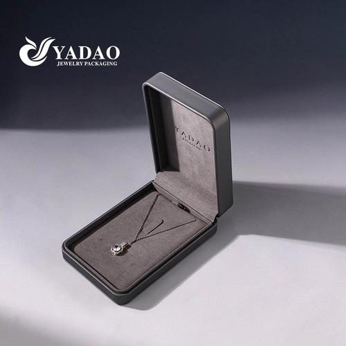 China customize quality jewelry box gray pu leather plastic jewelry packaging box small jewelry set box manufacturer