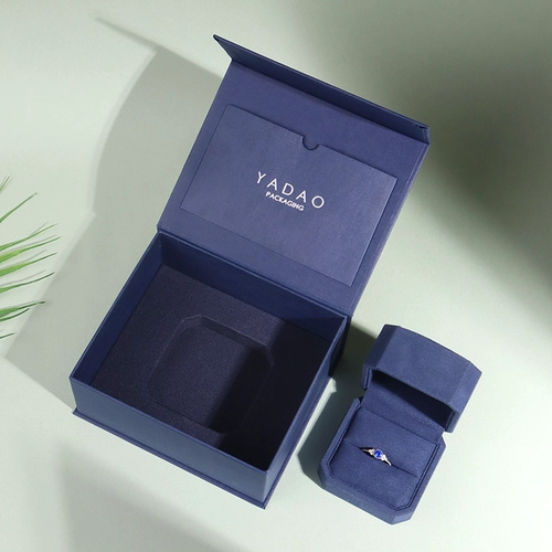 popular blue color jewelry set box ring box paper box gift box set