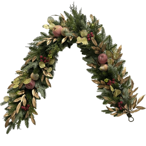 Senmasine 72'' Artificial Christmas Fruit garland for Stairs fireplace hanging decoration