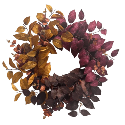 Senmasine 24 pollici raccolto autunnale Ghirlanda autunnale artificiale Banyan per la decorazione da appendere alla porta d'ingresso