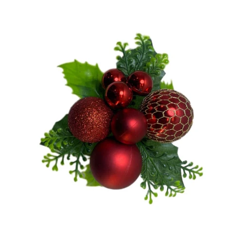 Senmasine Red Christmas Picks ozdobne kulki ze sztucznymi liśćmi szyszki świąteczne zimowe wakacje DIY dekoracje