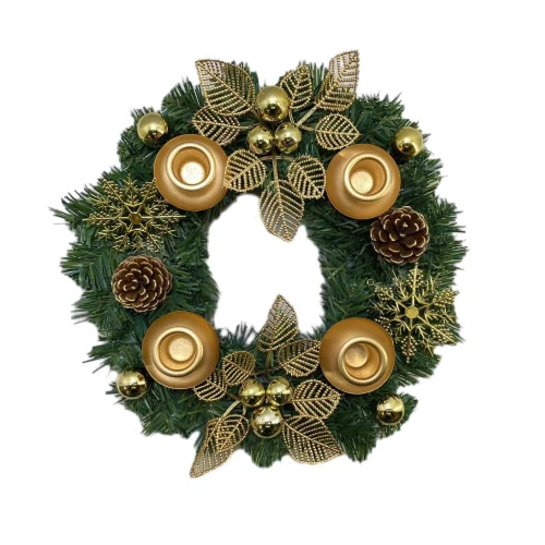 Senmasine guirlanda de flores de castiçal de 30 cm com bola de pinha poinsétia porta da frente decoração de Natal
