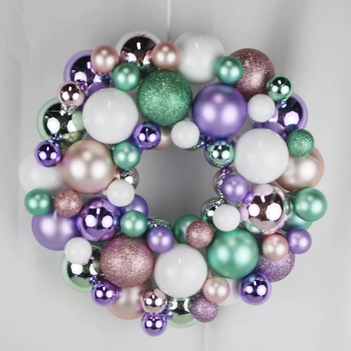 Corona de bolas de adornos Senmasine de 33 cm para colgar en la puerta de entrada decoración de fiesta de Navidad