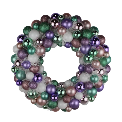 Senmasine 40 センチメートルカラフルなボールつまらないリースクリスマスホリデーフロントドアクリスマスぶら下げ装飾