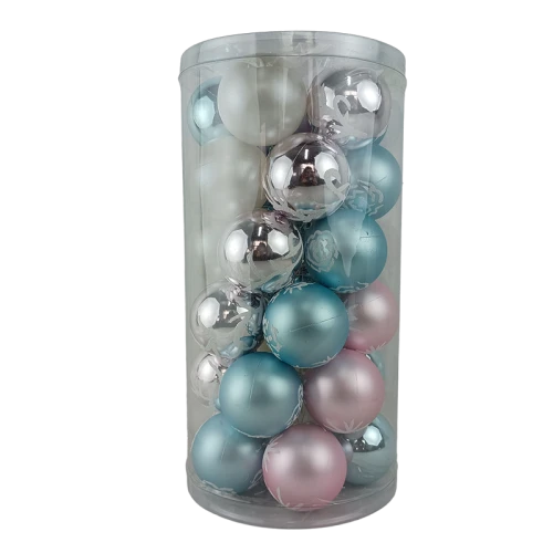 Senmasine 30 Stück Weihnachtskugeln aus Kunststoff, 60 mm, rosa, silber, blau, weiß, Ornamente, Weihnachtsdekoration, Geschenke