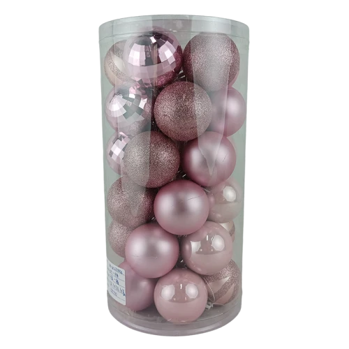 Senmasine 30 Stück rosa Weihnachtskugeln für Feiertage, Weihnachten, Innenbereich, Zuhause, Party, hängende Dekoration, Ornamente, 60 mm