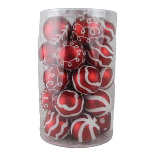 Senmasine 25 Stück rote Weihnachtskugel-Sets 60 mm, Weihnachtsgemälde, Ornamente, Party, Urlaub, hängende Dekoration, Geschenke