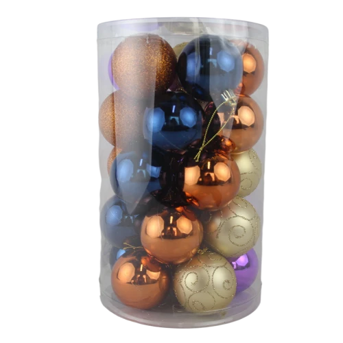 Senmasine 25 Stück Weihnachtskugeln aus Kunststoff zum Aufhängen, 60 mm, Blau, Champagner, Gold, Weihnachtsdekoration, Geschenke