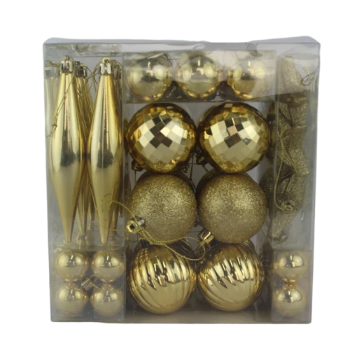 Senmasine 50 Stück Weihnachtskugel-Ornamente zum Aufhängen am Baum, goldfarbene, bruchsichere Ornamente aus Kunststoff, Weihnachtsdekoration
