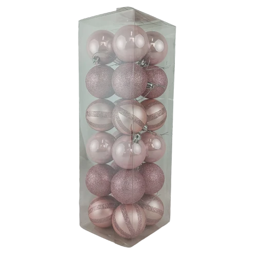 Senmasine 24 Stück Weihnachtskugeln zum Aufhängen, rosa 60 mm, Kugeln-Sets, Urlaub, Festival, Weihnachtsdekoration, Geschenke