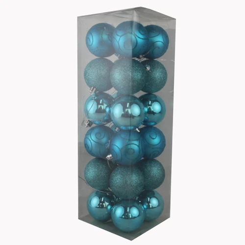 Senmasine 24-teiliges blaues Weihnachtskugel-Set für Baumschmuck, 60 mm, Kugeln-Set, Geschenke, Dekoration