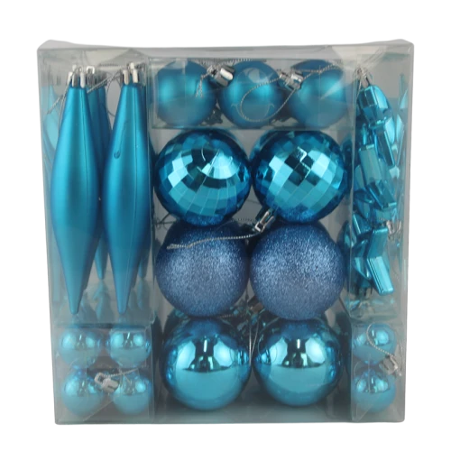 Senmasine 50-teiliges Weihnachtskugel-Set blau für Weihnachtsbaum, Urlaub, Party, Dekoration, hängende Kugeln, Ornamente
