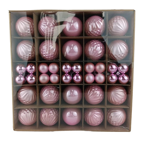 Senmasine 40-teiliges rosa Weihnachtskugel-Set zum Aufhängen am Baum, bruchsichere Ornamente, Weihnachtsdekoration, Geschenke